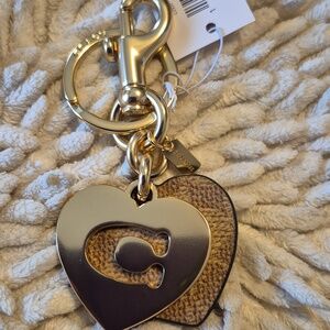 Coach Hearts Key Ring In Signature Canvas